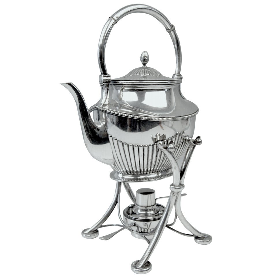 Silver German Samovar Art Nouveau Tea Pot by Langer & Guenther, Saxony, ca1910
