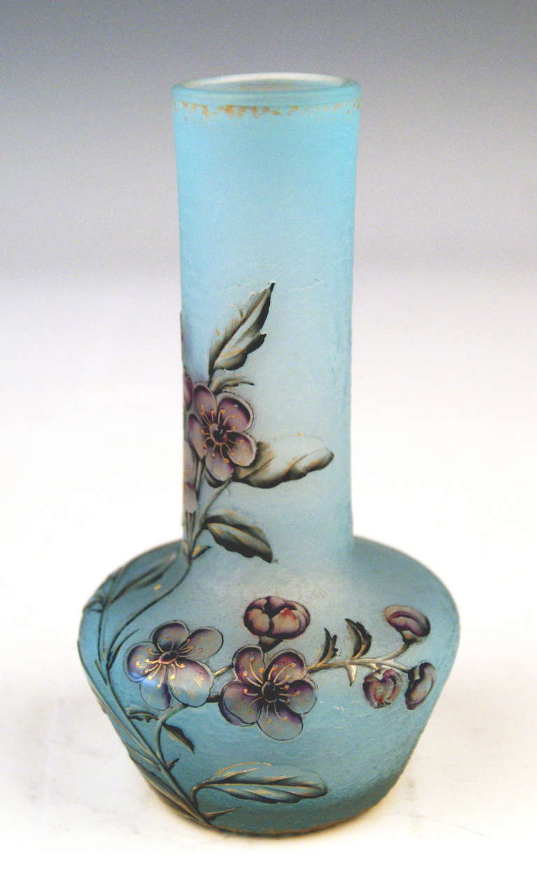 20th Century Daum Nancy Vase Flower Blossoms on Stems Art Nouveau France Lorraine c. 1900 For Sale