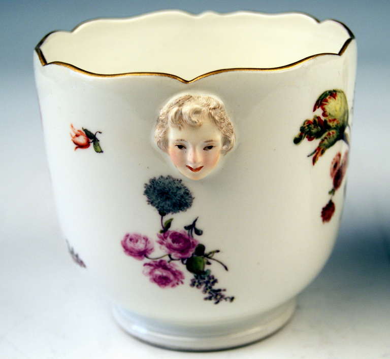 Meissen Pair of Cachepots Planters Flower Blossoms Rococo Period c. 1750 For Sale 1