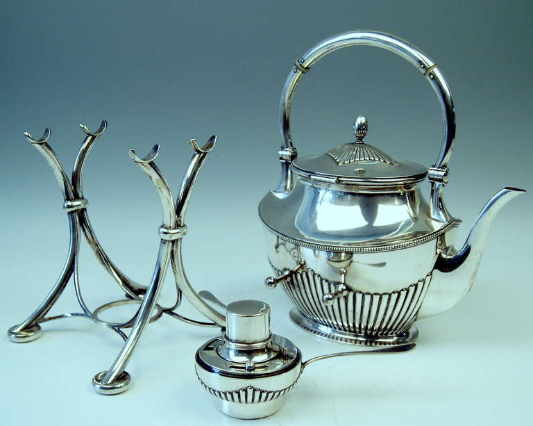 Silver German Samovar Art Nouveau Tea Pot by Langer & Guenther, Saxony, ca1910 1
