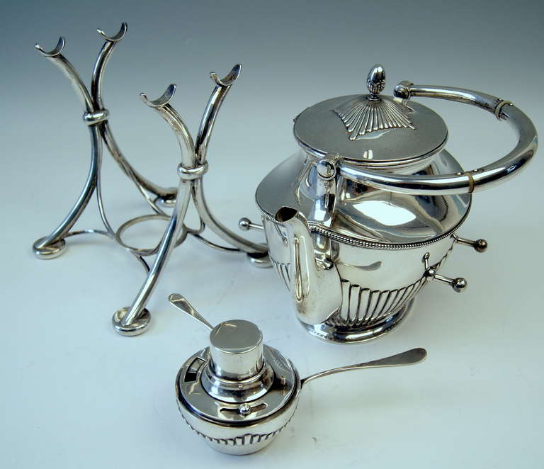 Silver German Samovar Art Nouveau Tea Pot by Langer & Guenther, Saxony, ca1910 2