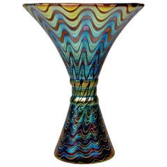 Vase Signed Loetz Widow Art Nouveau Decor Cobalt PG 6893, circa 1900