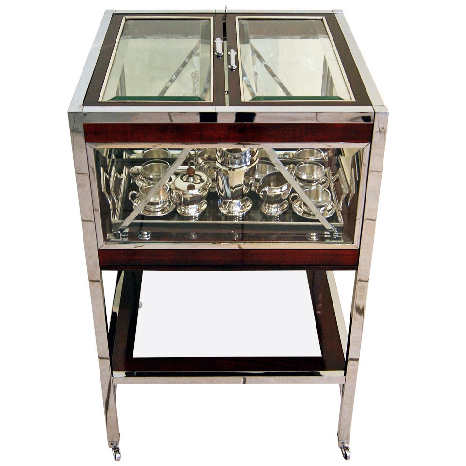 Art Nouveau Bar Serving Trolley Completely Furnished, circa 1910