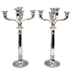 Antique Silver Viennese Pair of Tall Biedermeier Candlesticks by S. Mayerhofer, ca 1828