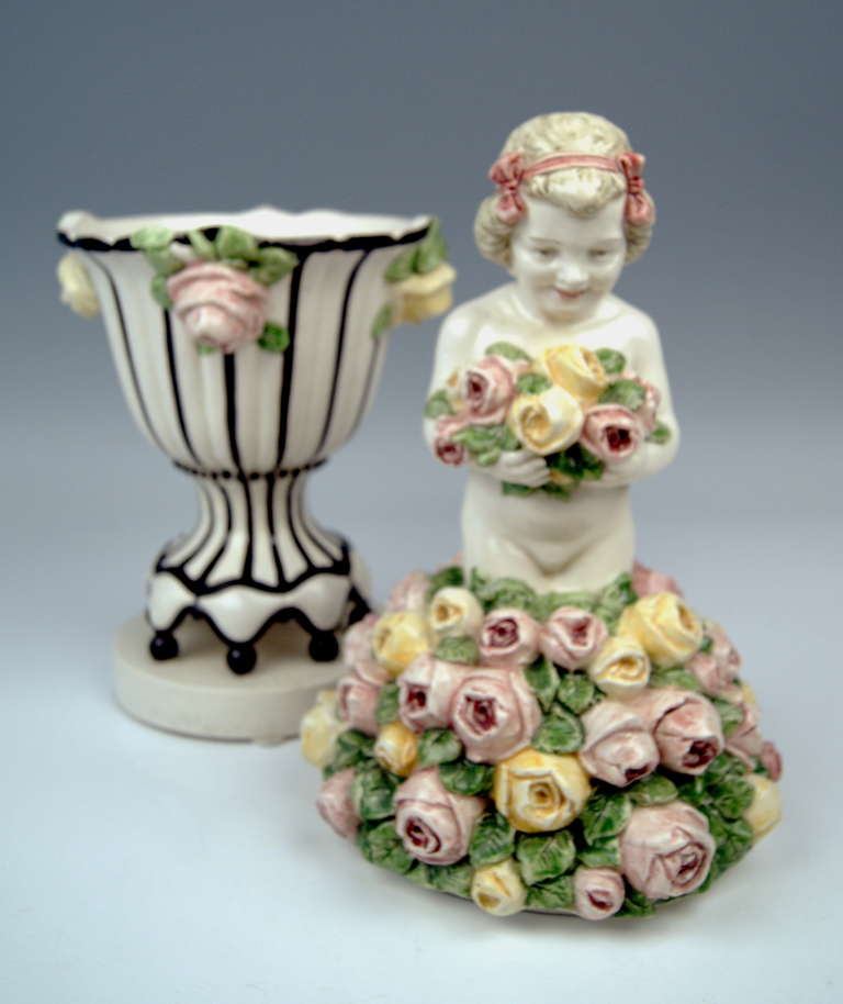 Carl Klimt Most Lovely Art Nouveau Cherub Figurine on Lid of Bowl, circa 1910 In Excellent Condition For Sale In Vienna, AT