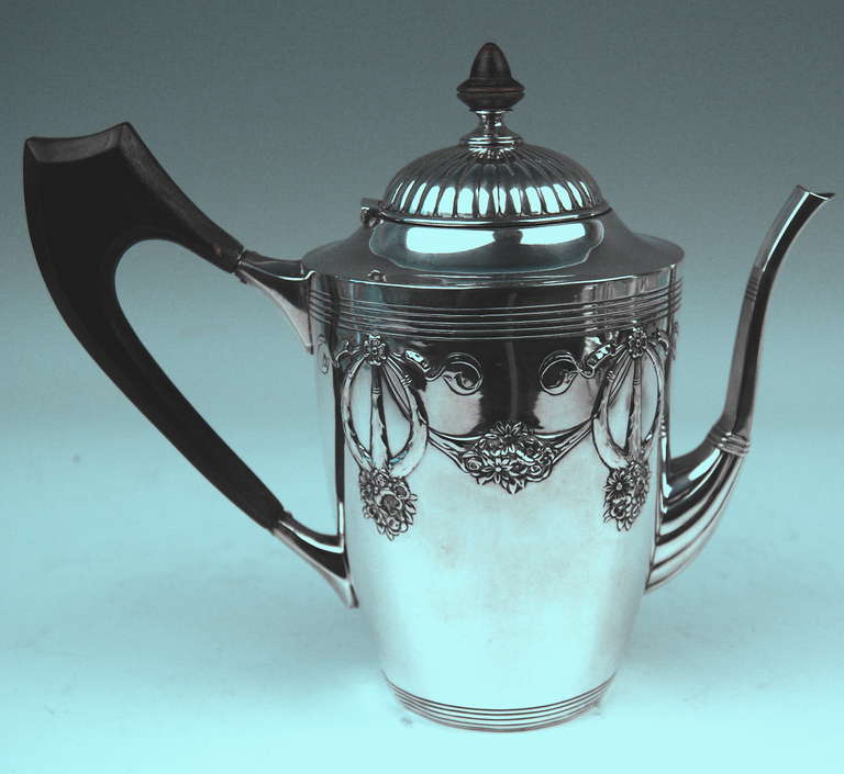 Silver Art Nouveau Coffee Tea Set Vintage Germany Bremen, circa 1905 - 10 In Excellent Condition In Vienna, AT