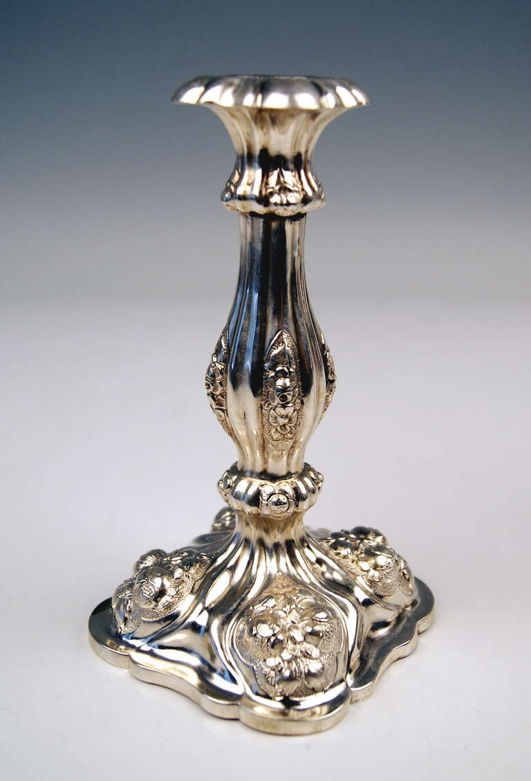 Silver Viennese Stunning Pair of Biedermeier Candlesticks, Dated 1860 In Excellent Condition In Vienna, AT