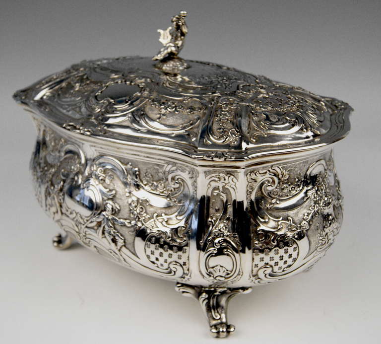 Victorian Silver Huge Lidded Bowl on Feet, Germany - Hanau, circa 1907-1910  1771 GRAMS    For Sale