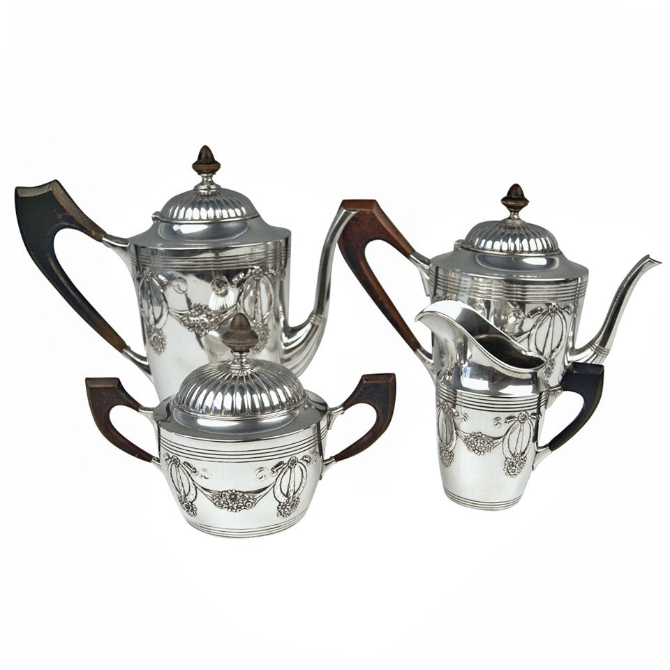 Silver Art Nouveau Coffee Tea Set Vintage Germany Bremen, circa 1905 - 10