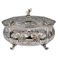 Silver Huge Lidded Bowl on Feet, Germany - Hanau, circa 1907-1910  1771 GRAMS
