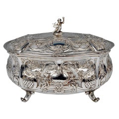 Antique Silver Huge Lidded Bowl on Feet, Germany - Hanau, circa 1907-1910  1771 GRAMS   