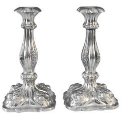 Silver Viennese Stunning Pair of Biedermeier Candlesticks, Dated 1860 5