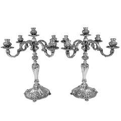 Silver Pair of Huge Candlesticks from Milan, Italy, circa 1934 - 44
