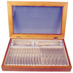 Silver 26-Piece Flatware Fish Cutlery 12 Persons Koch & Bergfeld Germany c.1900 8