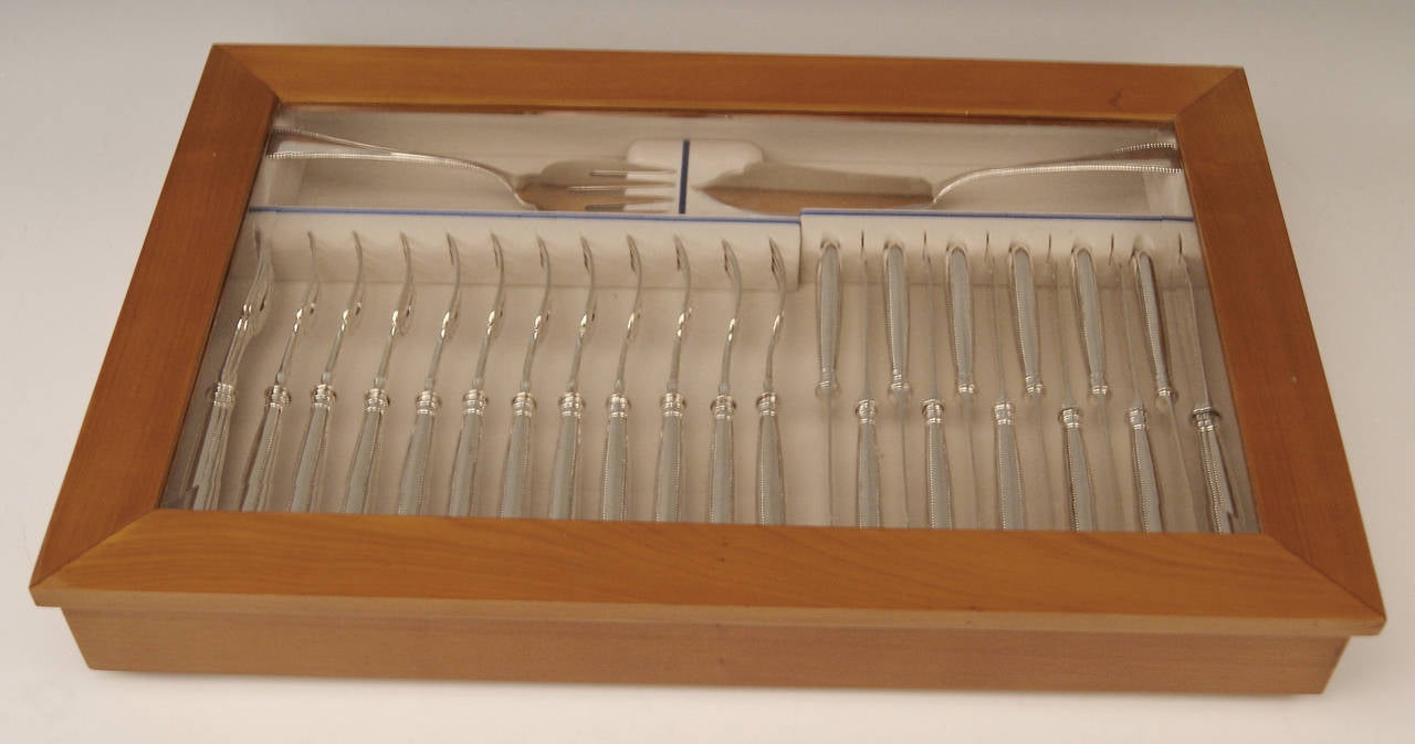 Silver 26-Piece Flatware Fish Cutlery 12 Persons Koch & Bergfeld Germany c.1900 In Excellent Condition In Vienna, AT