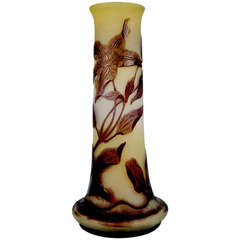 Galle Nancy Stalky Vase Clematis Flowers Art Nouveau France Lorraine made c.1905 11
