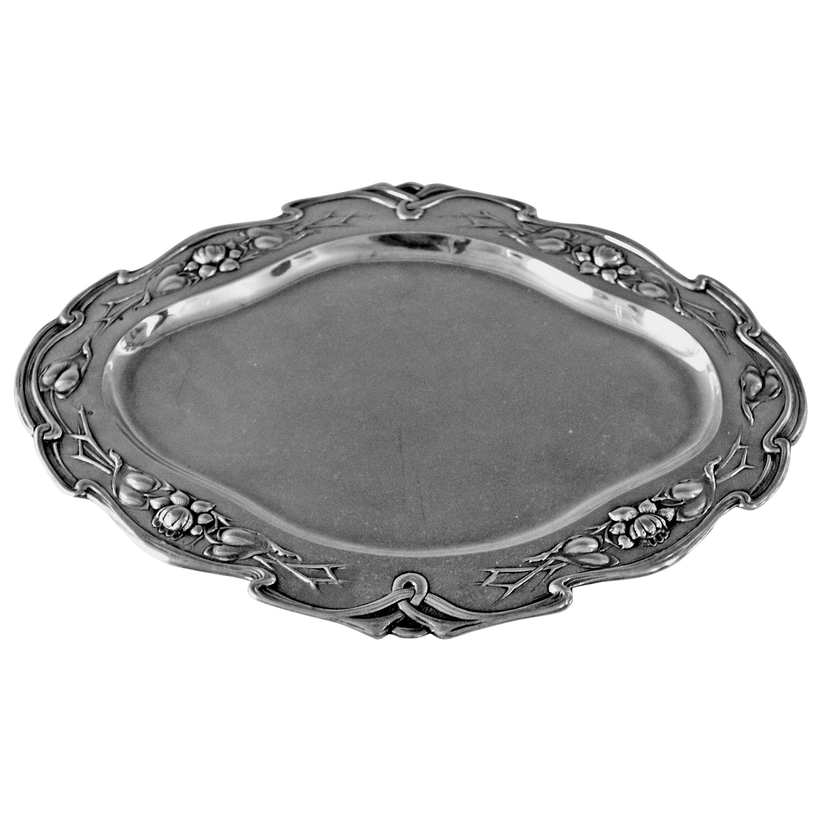 Excellent plateau de service autrichien en argent, vers 1905 en vente