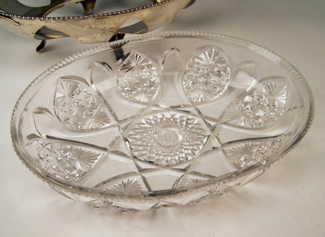 Silver Austrian Huge Bowl Glass Liner, circa 1900-1910 For Sale 1