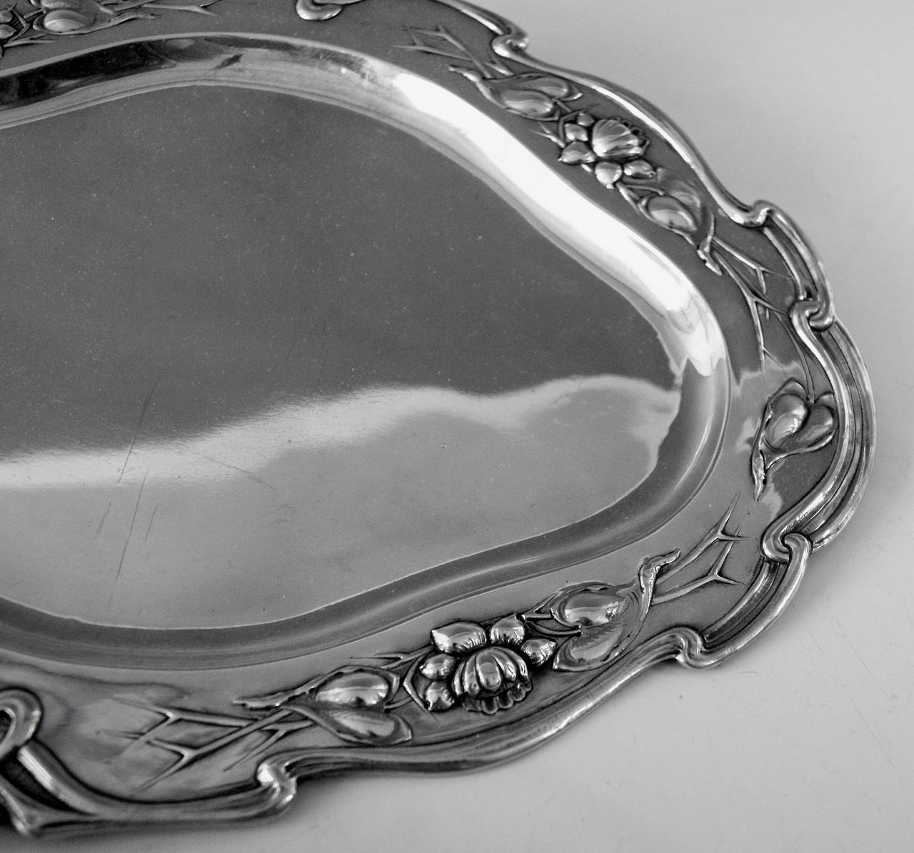 Art Nouveau Silver Austrian Excellent Serving Platter, circa 1905 For Sale