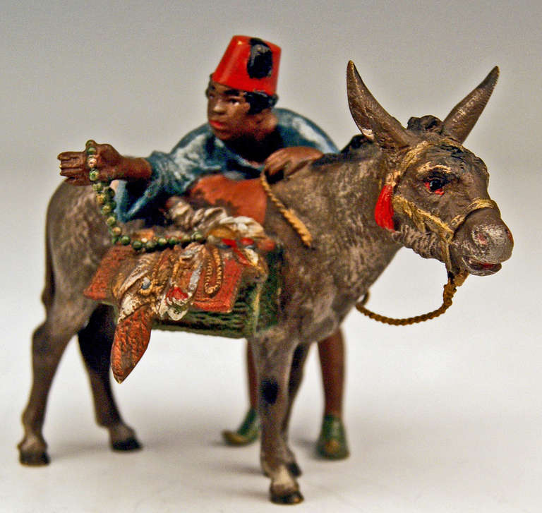 Vienna Bronze Made by Franz Bergman Arab Man Offering Jewelry, circa 1900