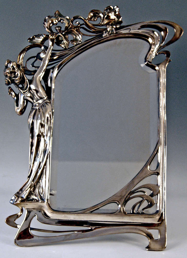 WMF German Silver Plated Original Art Nouveau Tall Mirror made c. 1900