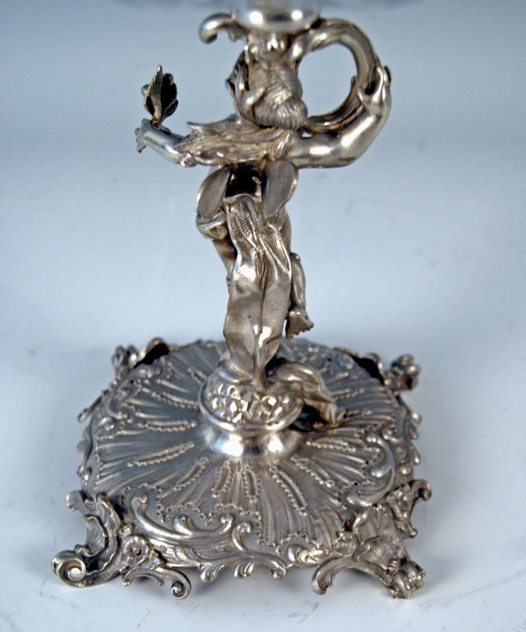 Silver Austrian  Historicism Tall Centrepiece with Glass Platter made c. 1880 1
