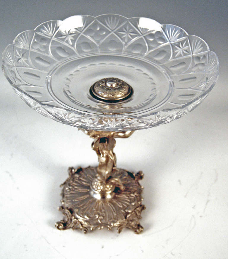 Silver Austrian  Historicism Tall Centrepiece with Glass Platter made c. 1880 2