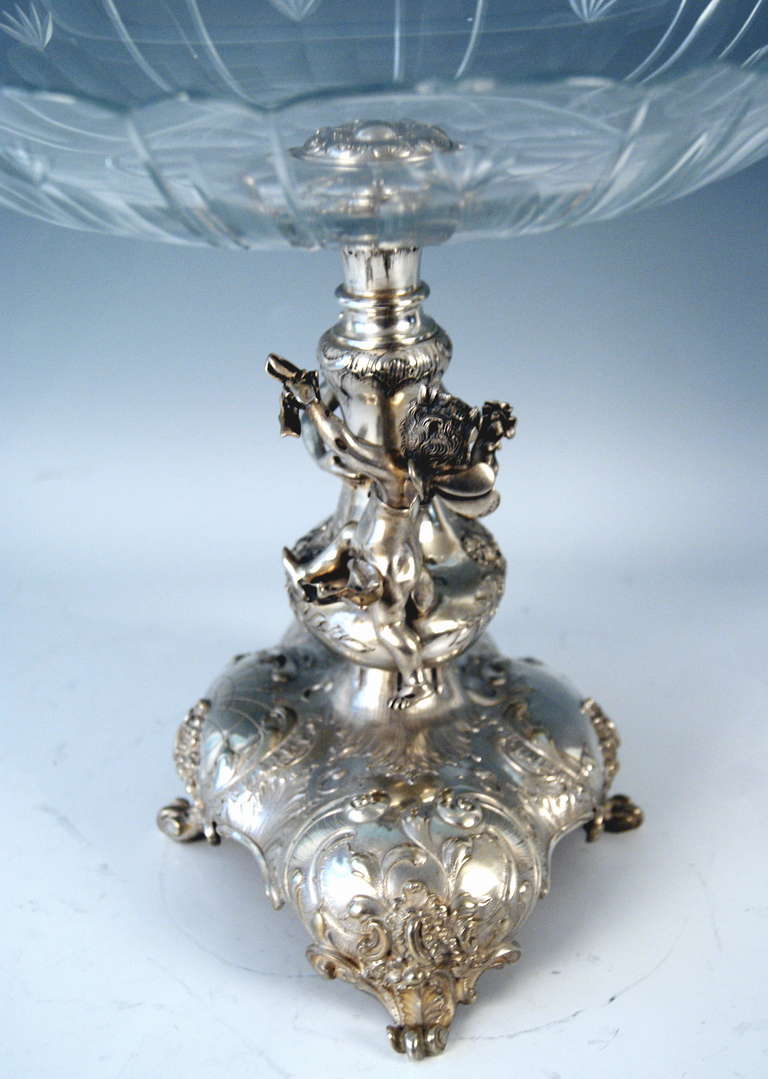 Silver Austrian  Historicism Tall Centerpiece with Glass Platter 2