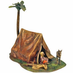 Vienna Bronze Made by Franz Bergman "Arab Couple in front of a Tent," circa 1920