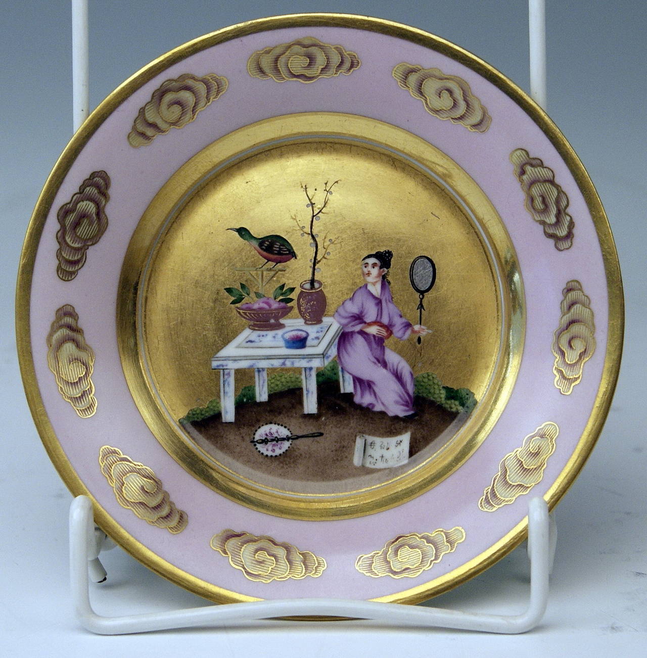 Painted Vienna Imperial Porcelain Cup Saucer Chinese Style Paintings Dated 1817 Austria