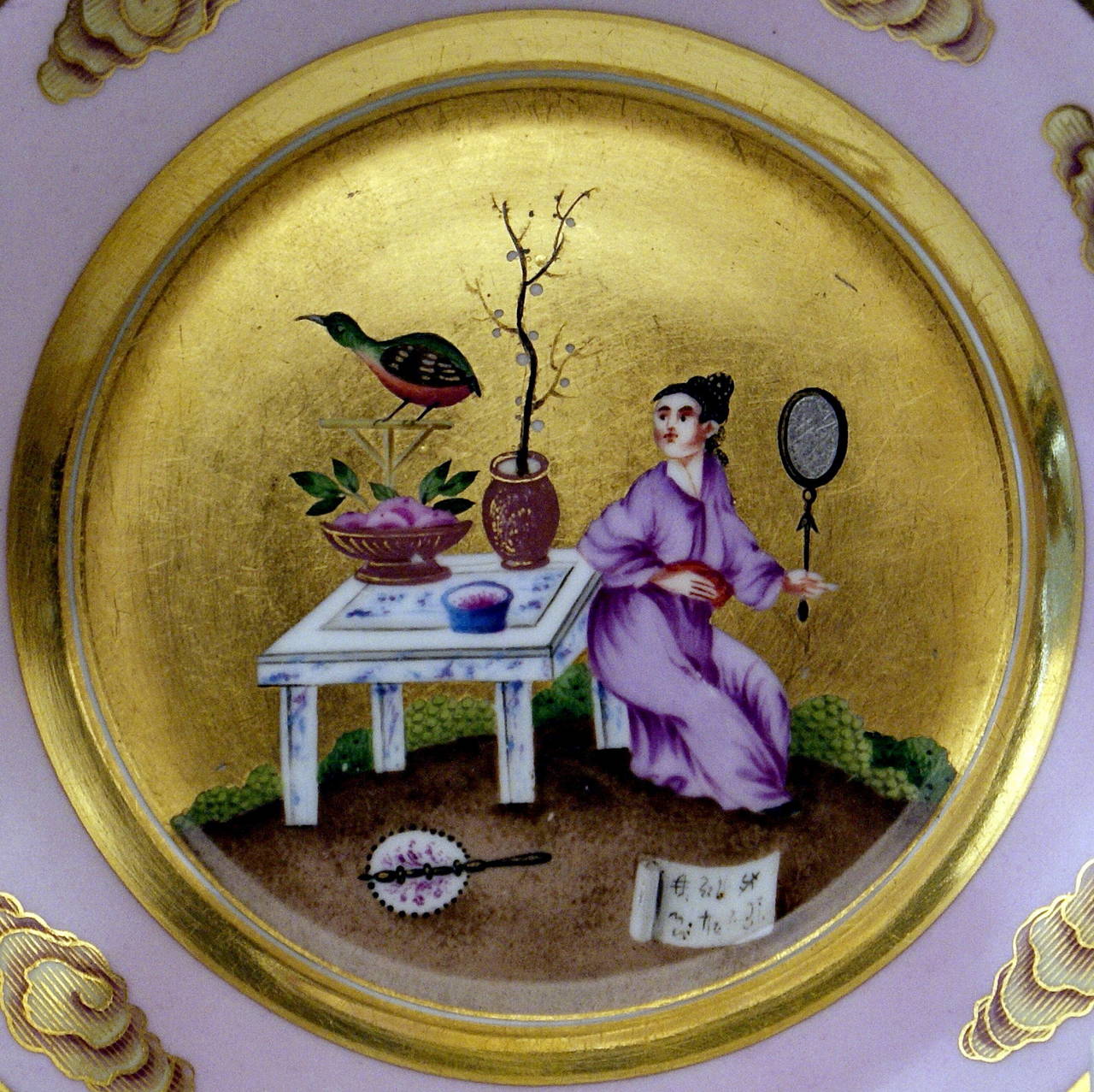 Early 19th Century Vienna Imperial Porcelain Cup Saucer Chinese Style Paintings Dated 1817 Austria