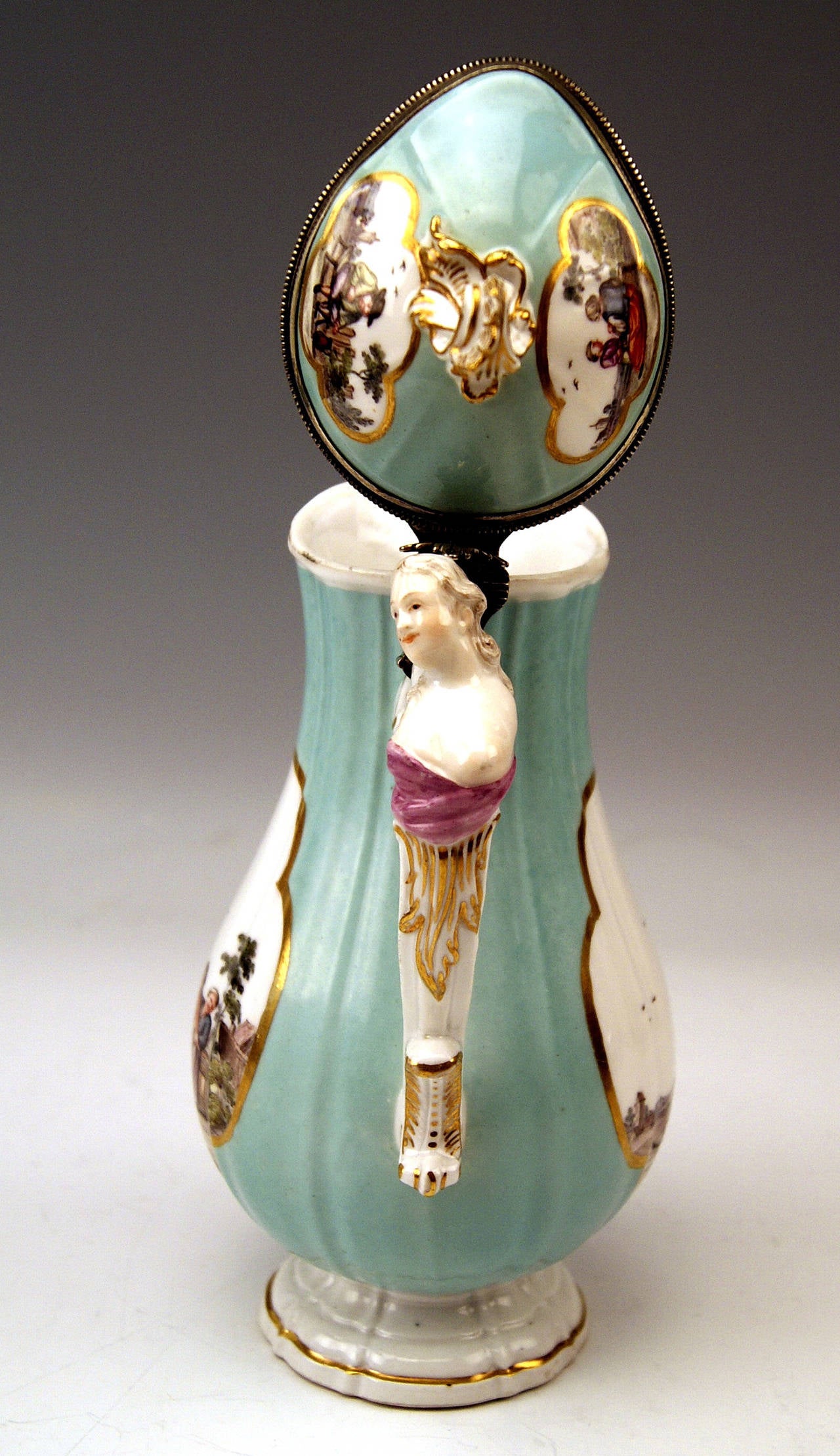 Painted Meissen Lidded Coffee Pot Rococo Period, Made circa 1750