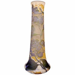 Gallé Nancy Tall Vase Hydrangea Flowers Art Nouveau height 17.91 inches, c.1910