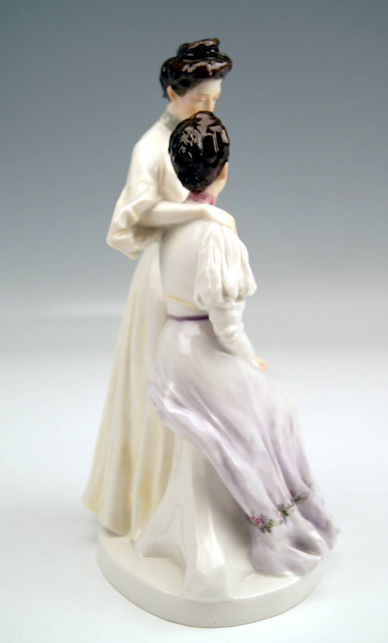 German Meissen Rarest Figurine Group by Theodore Eichler The Sisters