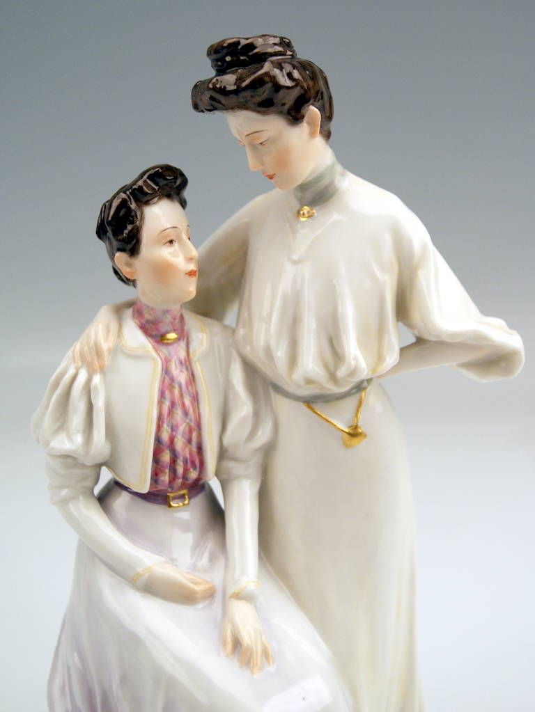 Meissen Rarest Figurine Group by Theodore Eichler The Sisters In Excellent Condition In Vienna, AT