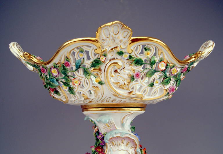 Meissen Tall Centrepiece  Fruit Bowl Figurines of the Four Seasons made c.1870 In Excellent Condition In Vienna, AT