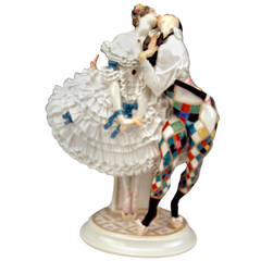 Meissen Harlequin and Columbine Commedia Dell’arte by Paul Scheurich