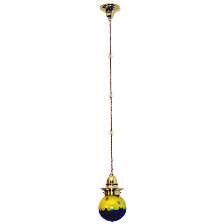 Art Nouveau, Suspended Loetz Lamp Pendant by Leopold Bauer at 1stDibs