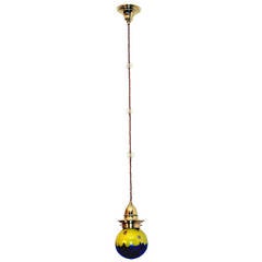 Art Nouveau, Suspended Loetz Lamp Pendant by Leopold Bauer