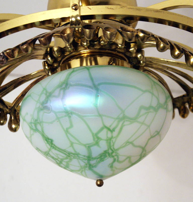 Glass Art Nouveau Stunning Chandelier Kralik Bohemia  C. 1900