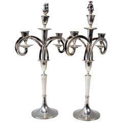Silver 13 Lot Viennese Two Empire Candlesticks by Anton Koell Dated 1811