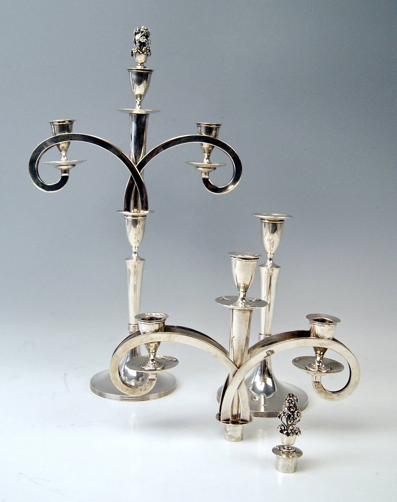 Austrian Silver 13 Lot Viennese Two Empire Candlesticks by Anton Koell Dated 1811