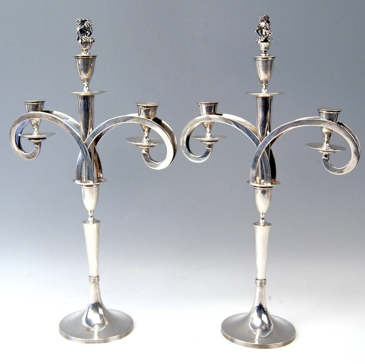 Early 19th Century Silver 13 Lot Viennese Two Empire Candlesticks by Anton Koell Dated 1811