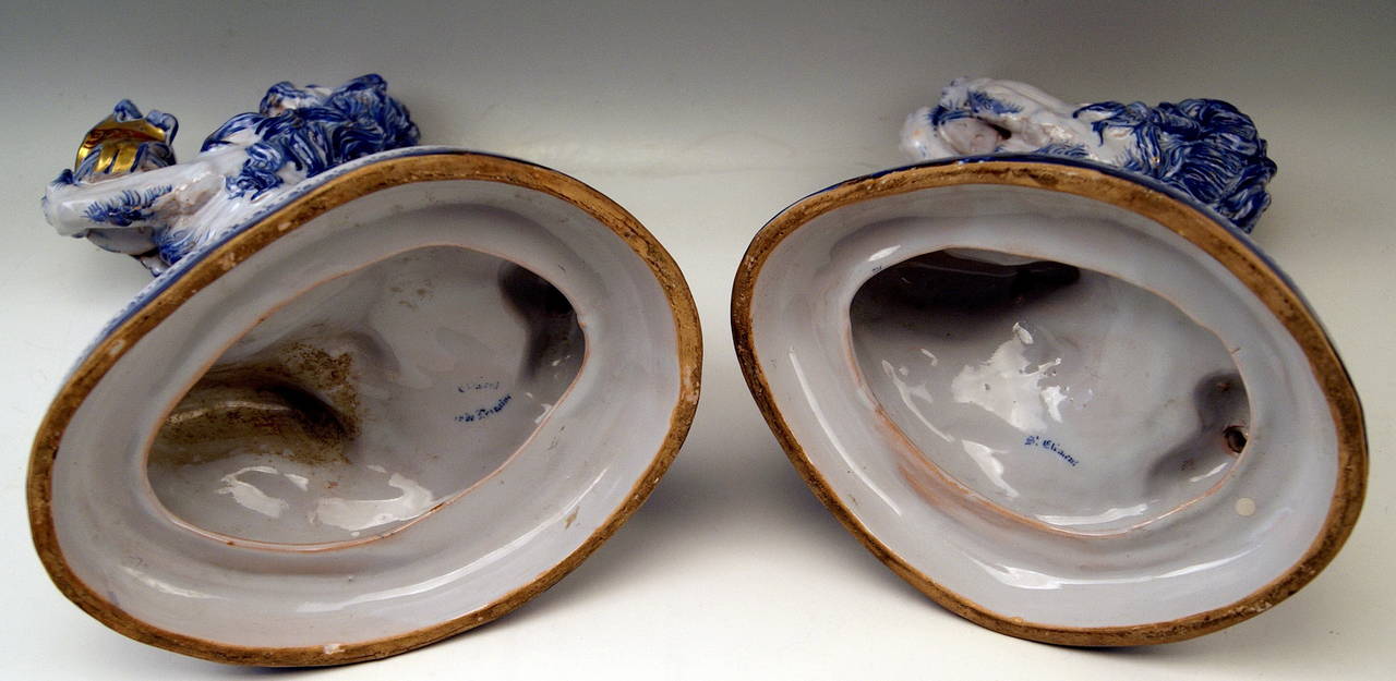 Pair of Galle Nancy St. Clement Faience Candleholders, circa 1892 2