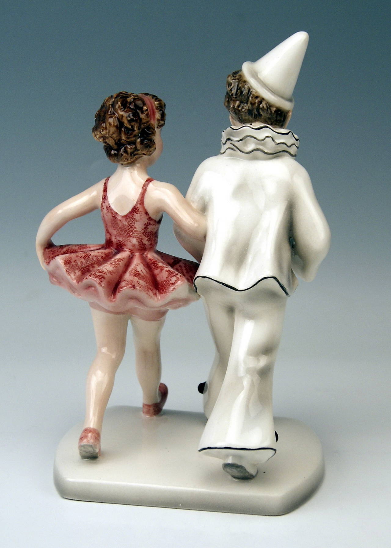 Austrian Goldscheider Vienna Figurine Group Boy and Girl by Stefan Dakon, circa 1937-1938