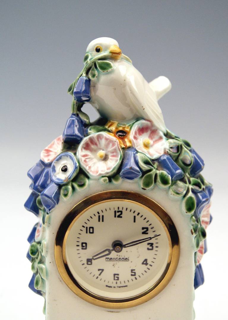 20th Century Michael Powolny Vienna Table Clock with Bird