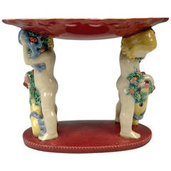 Excellent Centerpiece of Two Cherubs Wiener Kunstkeramische Werkstaette c.1910 5