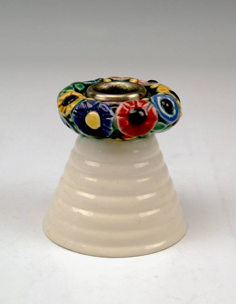 Art Nouveau Michael Powolny VWGK Vienna Candlestick Made, circa 1907 For Sale