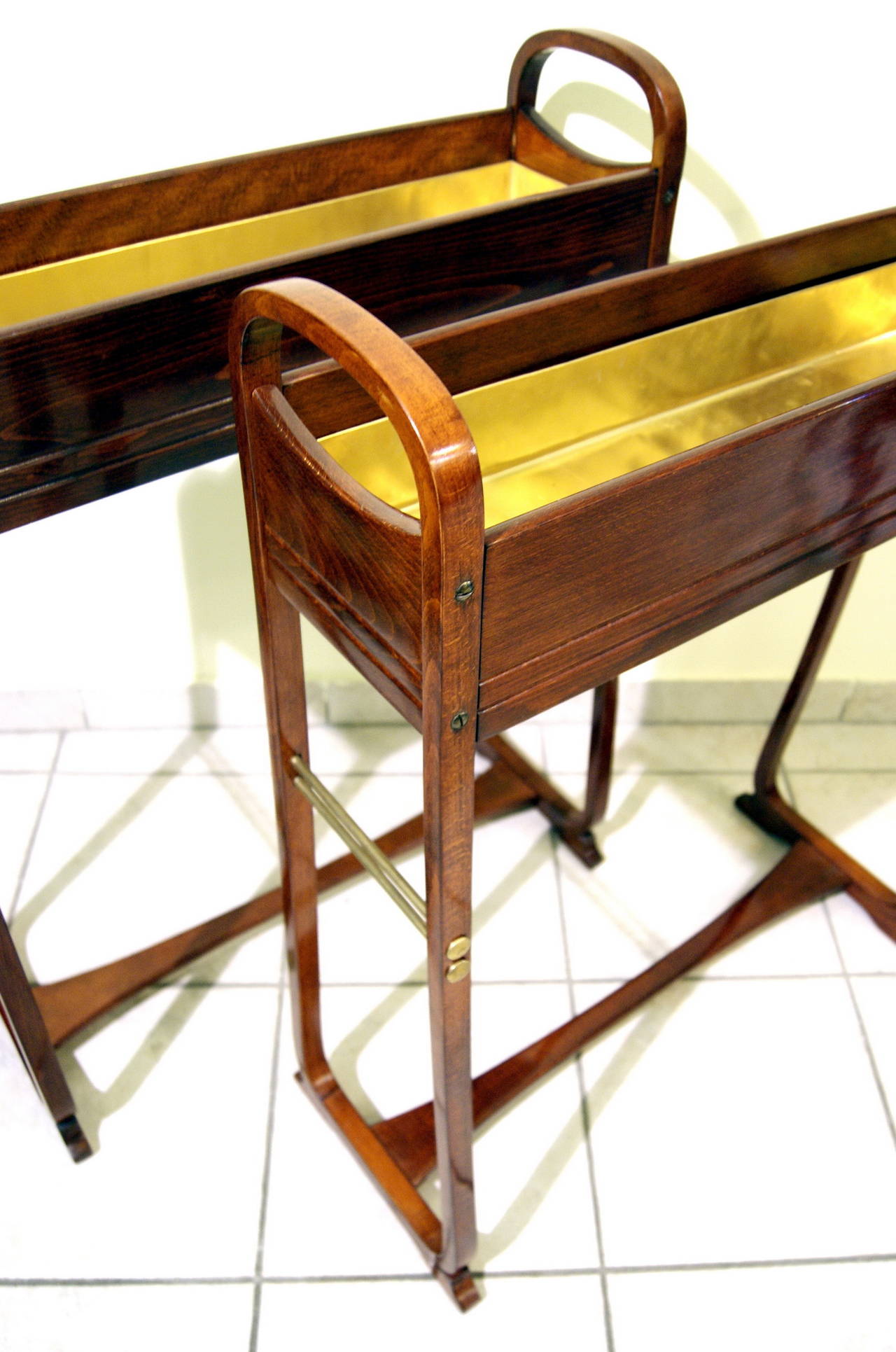 Austrian Thonet Two Art Nouveau Vienna Plant Flower Stands by O. Wagner, circa 1905