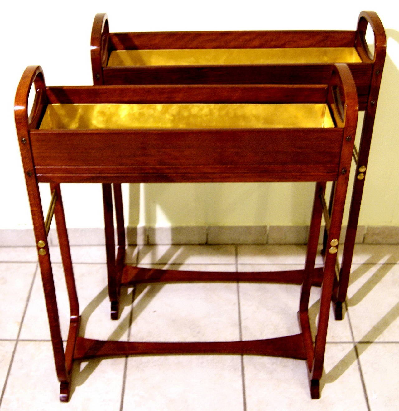 Stained Thonet Two Art Nouveau Vienna Plant Flower Stands by O. Wagner, circa 1905